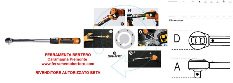  BETA 666/10 quadro 3/8 cricchetto reversibile 20-200 Nm 